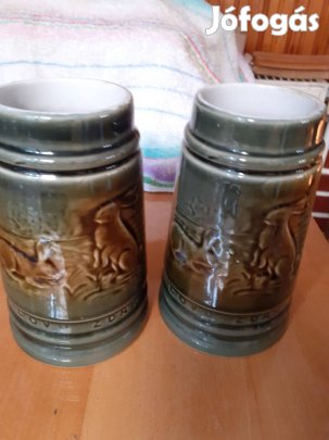 Dombor mintás kerámia sörös korsó jelzett hibátlan Csehszlovák