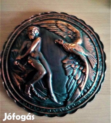 Domborműves bronz vintázs falidísz Prométheusz és a sas