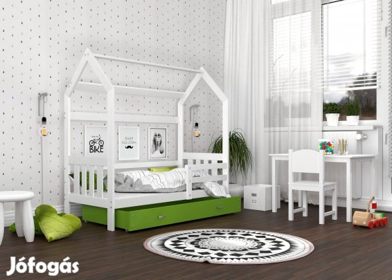 Domek ágyneműtartós gyerekágyak házikó formában