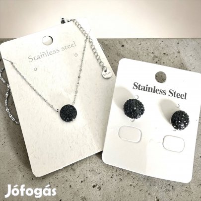 Donna fekete nemesacél nyaklánc Szett