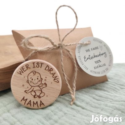 Döntéshozó érme fiatal szülőknek fából, OUTLET termék