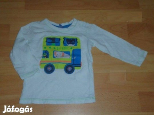 Dopodopo busz mintás hosszú ujjú felső 6-9 hó (méret 74) kék