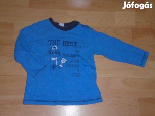 Dopodopo kék és mintás hosszú ujjú felső 6-9 hó (méret 74)