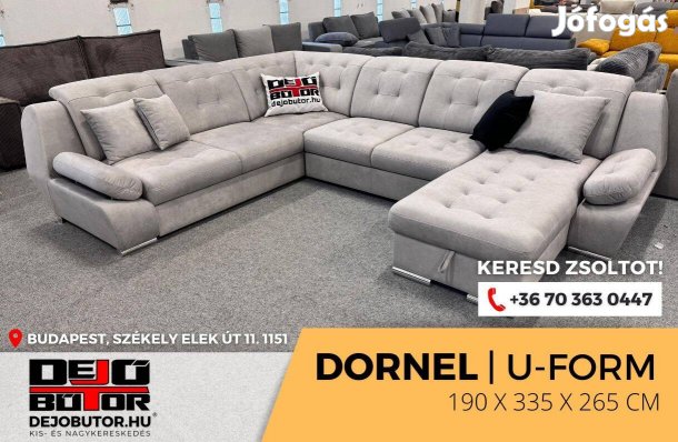 Dornel sarok kanapé ülőgarnitúra bútor ualak 190x335x265 cm grey