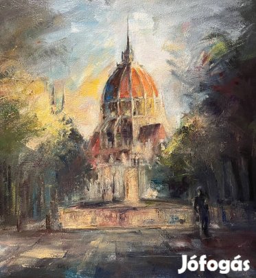 Dörnyei István Parlamenti látogatás 40×50 cm (Olaj)