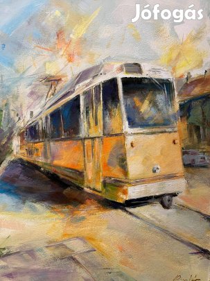 Dörnyei István - Reggeli Villamos Budapesten 70X50 CM