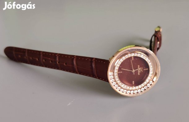 Dorochron női kövekkel díszített quartz karóra barna-rosegold