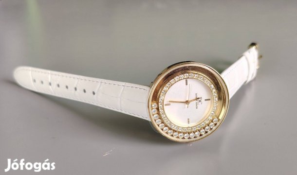 Dorochron női kövekkel díszített quartz karóra krémfehér-arany