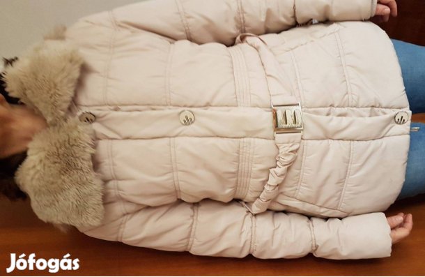 Drapp színű női télikabát M kapucnis