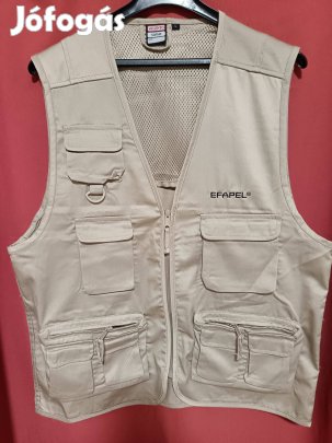 Drapp vászon sokzsebes férfi mellény eladó L Új !