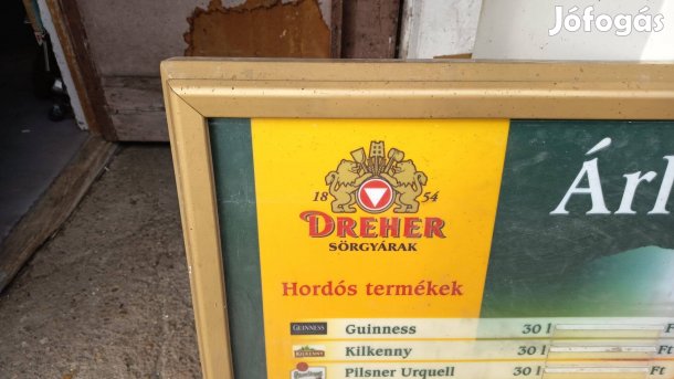 Dreher világító tábla, relikvia, érdekesség