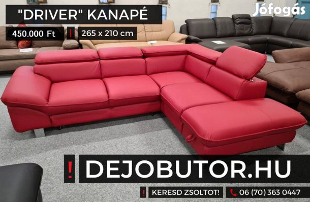 Driver valódi bőr sarok kanapé ülőgarnitúra 265x210 cm red