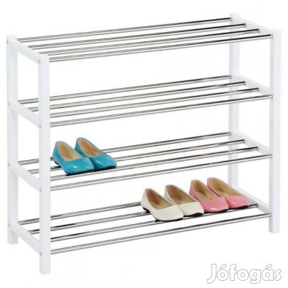 Dublin 4 polcos cipőtároló - polc (fehér-króm) 18468