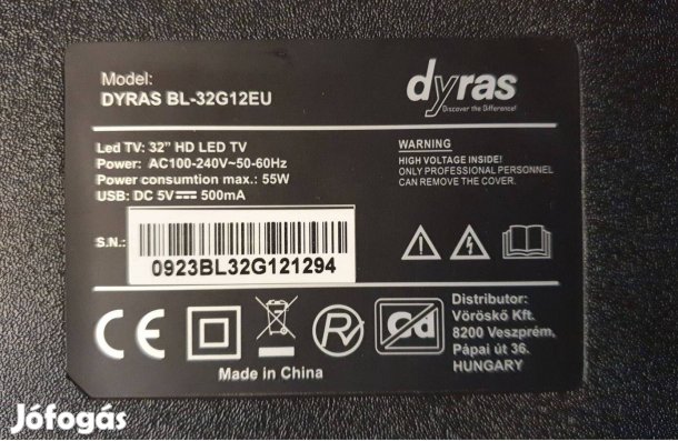 Dyras BL-32G21EU LED Lcd tv hibás törött alkatrésznek eladó