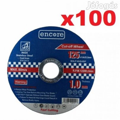 ENCORE Vágókorong 125 x 1,0 x 22,23 Steel, 100 db