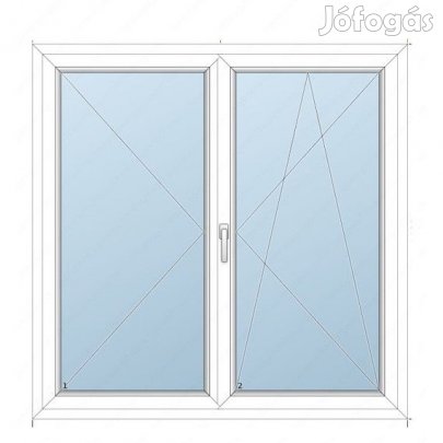 ENYHÉN SÉRÜLT 148x148 Műanyag kétszárnyas ablak /NY-BNY  / 2 réteg üv
