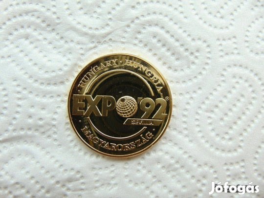 EXPO 1992 aranyozott PP emlékérme