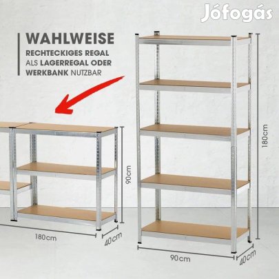 Easymaxx nagy teherbírású polc 5polccal, csavarmentes polc br. 12500ft