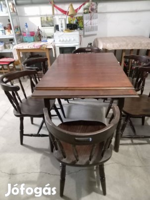 Ebédlőasztal (10 fősre kihúzható, 6 székkel, 60.000,-Ft,