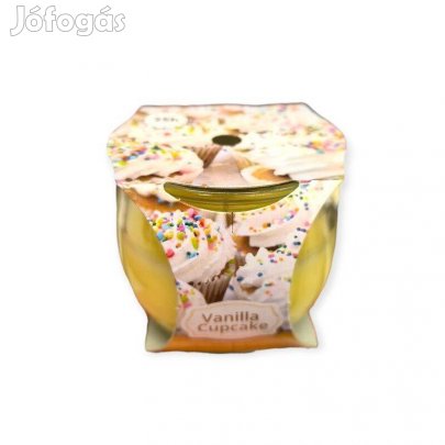 Ecru illatos gyertya üvegpohárban vaníliás muffin aromával 7x6,5 cm