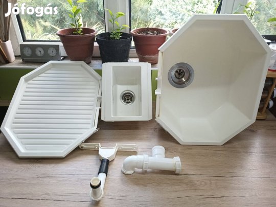 Edzett Műanyag mosogató 2+1- es