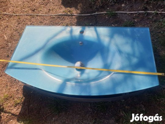 Edzett üveg súlyos nagyméretű masdókagyló krómozott fém falikonzollal