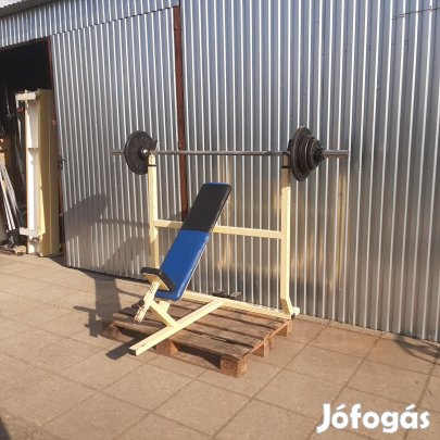 Edzőtermi 45 fokos fekpad olimpiai súlyzókészlet