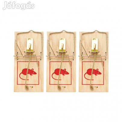 Egércsapda Hagyományos 3 db fából készült egérfogó erős fém szerkezett