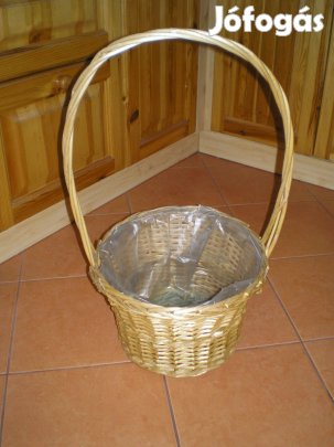 Egészen nagyméretű díszkosár virágkaspó stb. teljes magassága 65 cm