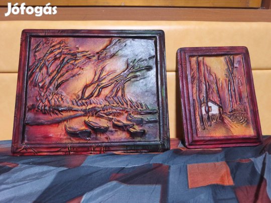 Egyedi Bezdány Zsolt bőrműves faliképek (2 db) - Ritkaság!