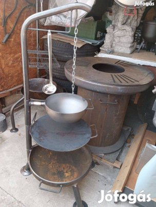 Egyedi Bográcstartó tűzrakó tárcsalap kombinált grillező tűztál