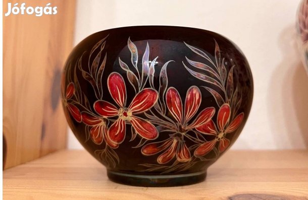 Egyedi Zsolnay több tűzű eozin mázas kerámia kaspó