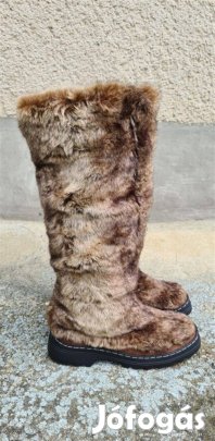 Egyedi barna szőrmés Graceland női msz bélelt csizma - 38