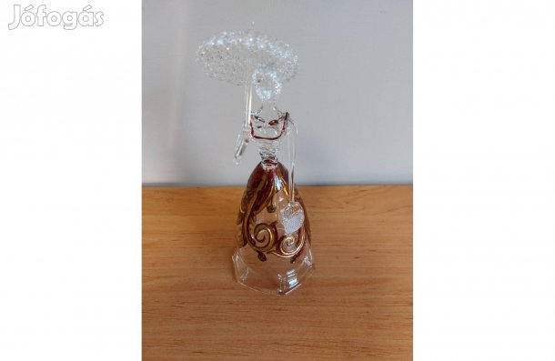 Egyedi dísz szobor. Üveghölgy ,esernyővel, táskával