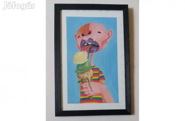 Egyedi gouache festmény keretben