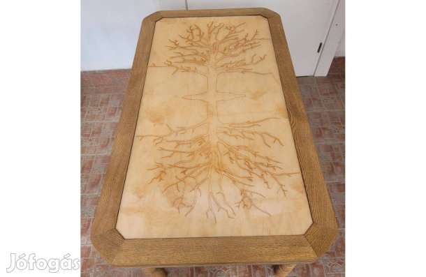 Egyedi gravírozott Epoxi gyantával bevont bővíthető asztal eladó