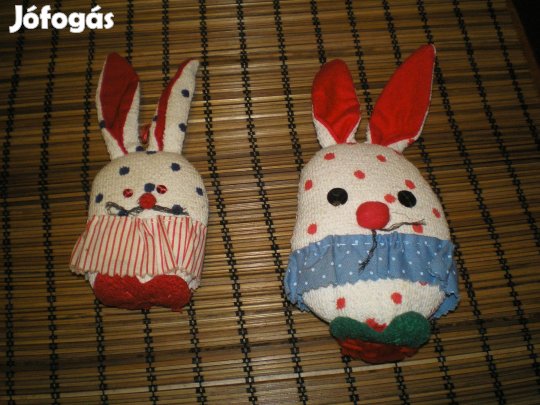 Egyedi készítésű aranyos nyuszik 2 db egyben tűpárna játék dísz