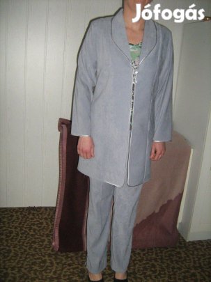 Egyedi készítésű galambszürke velúr hatású új nadrágkosztüm 38-40