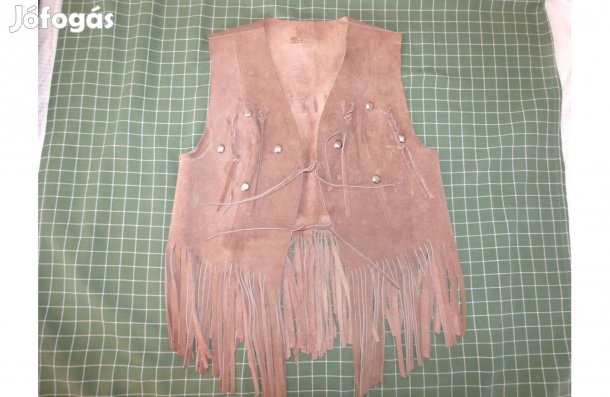 Egyedi készítésű női rojtos bőrmellény, kb. S/M méretű, hibátlan