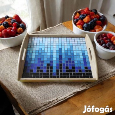 Egyedi kézműves mediterrán vintage tálca (47x35)