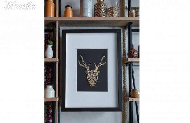 Egyedi mediterrán szarvas kép, kézműves lakásdekoráció (A4)
