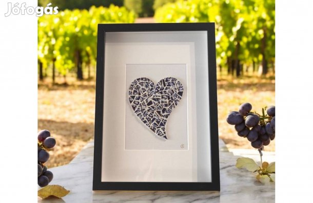 Egyedi mediterrán szív kép, kézműves lakásdekoráció (A4)