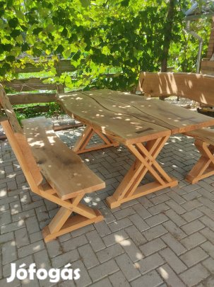 Egyedi tölgy asztal, pad garnitúra