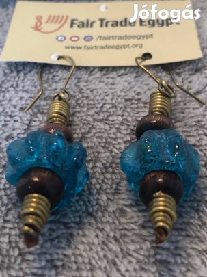 Egyiptomi kézműves üveg fülbevaló,csomagolással