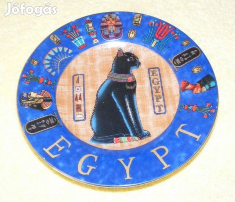 Egyiptomi macskás, cicás porcelán falitányér