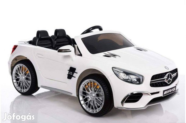 Egyszemélyes fehér Mercedes SL65 12V-os eredeti elektromos kisautó