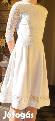 Egyszer hasznalt 158-as krem szinű alkalmi ruha
