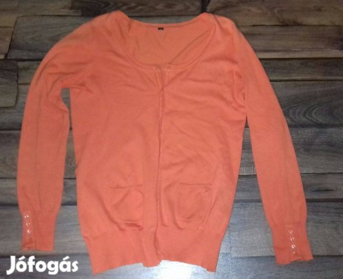 Egyszínű narancssárga kardigán, M, 40-es