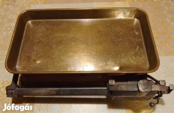 Egytálcás 2 tolósúlyos mérleg réz serpenyő max. 6 kg/5 gramm pontosság