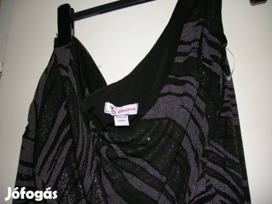 Egyvállas ezüst díszített,új alkalmi felső 54-56-méret,elasztikus!/42